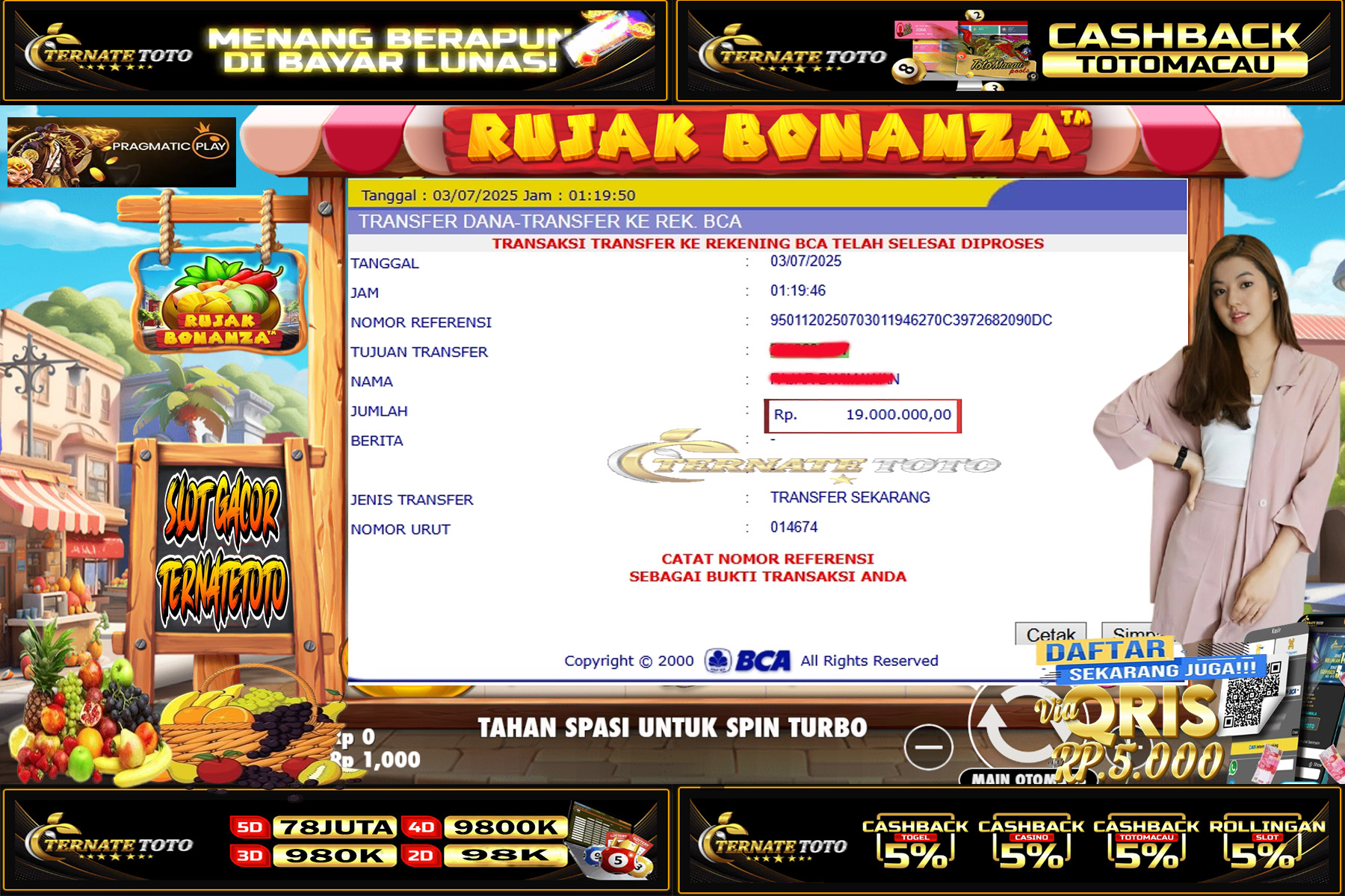 TERNATETOTO - JACKPOT RUJAK BONAZA Rp.19,000,000,-